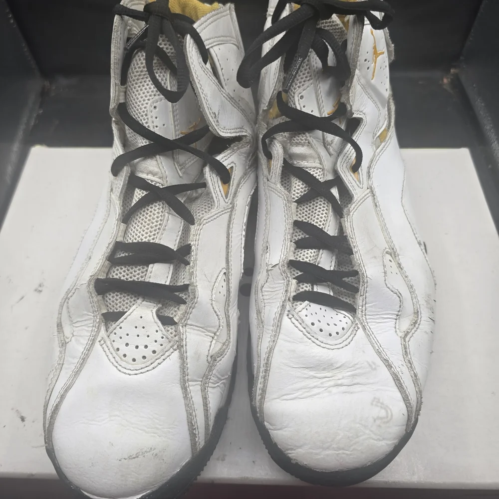Jordan White and Gold Sneakers‎